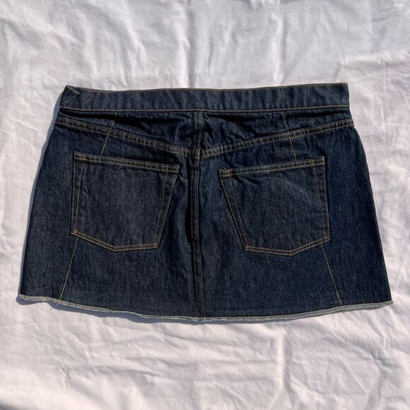 GRLFRND Claudia Jean Mini Skirt Sample Denim Dark Wash Jean Mini Skirt Size 26 - Picture 6 of 7